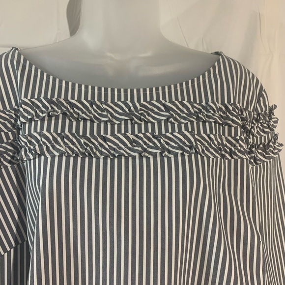 Talbots grey and white striped women’s blouse - Picture 2 of 12